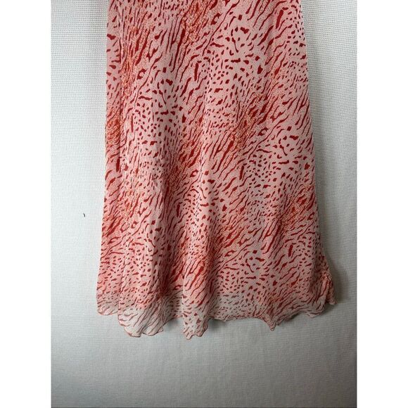 Redux 100% Silk Dress Size 8 Coral Abstract Print Wrap Midi Dress Lined - Picture 10 of 10